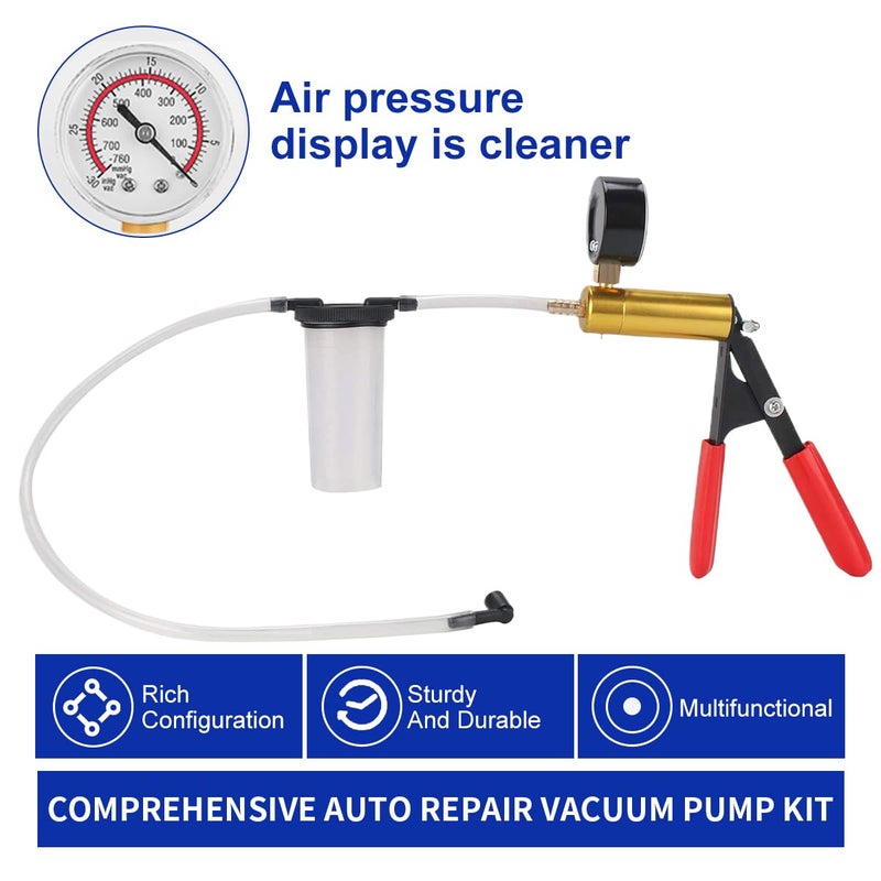 Gnhydxfe Brake Bleeder Kit with Hand Held Vacuum Pump and Adapters  with Vacuum Brake Bleeder Pump Pressure Gauge for Automotive Car Motorbike(Black) - Image 3